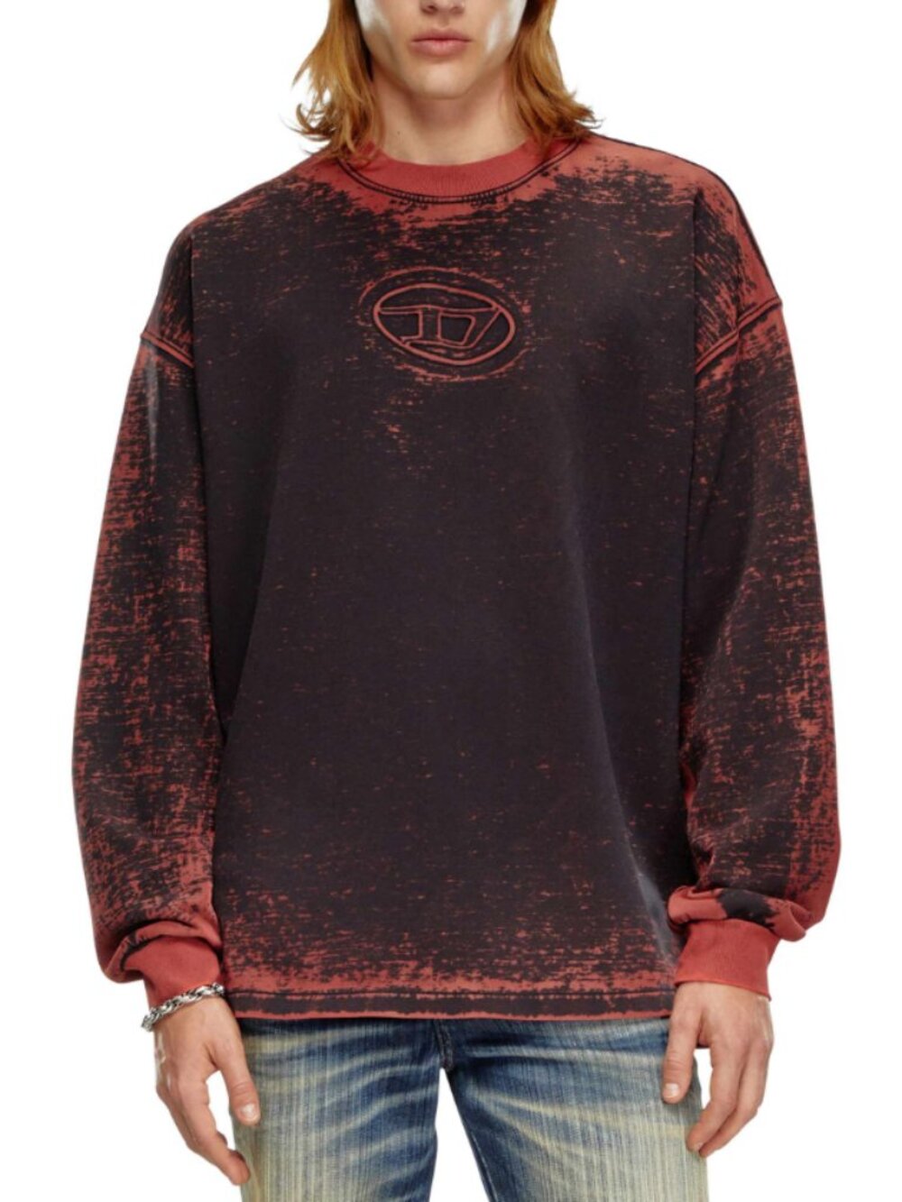 Diesel S-Baxt-Q1 Pullover Sweatshirt In Cinnamon & Black Men's Size Large - NWT